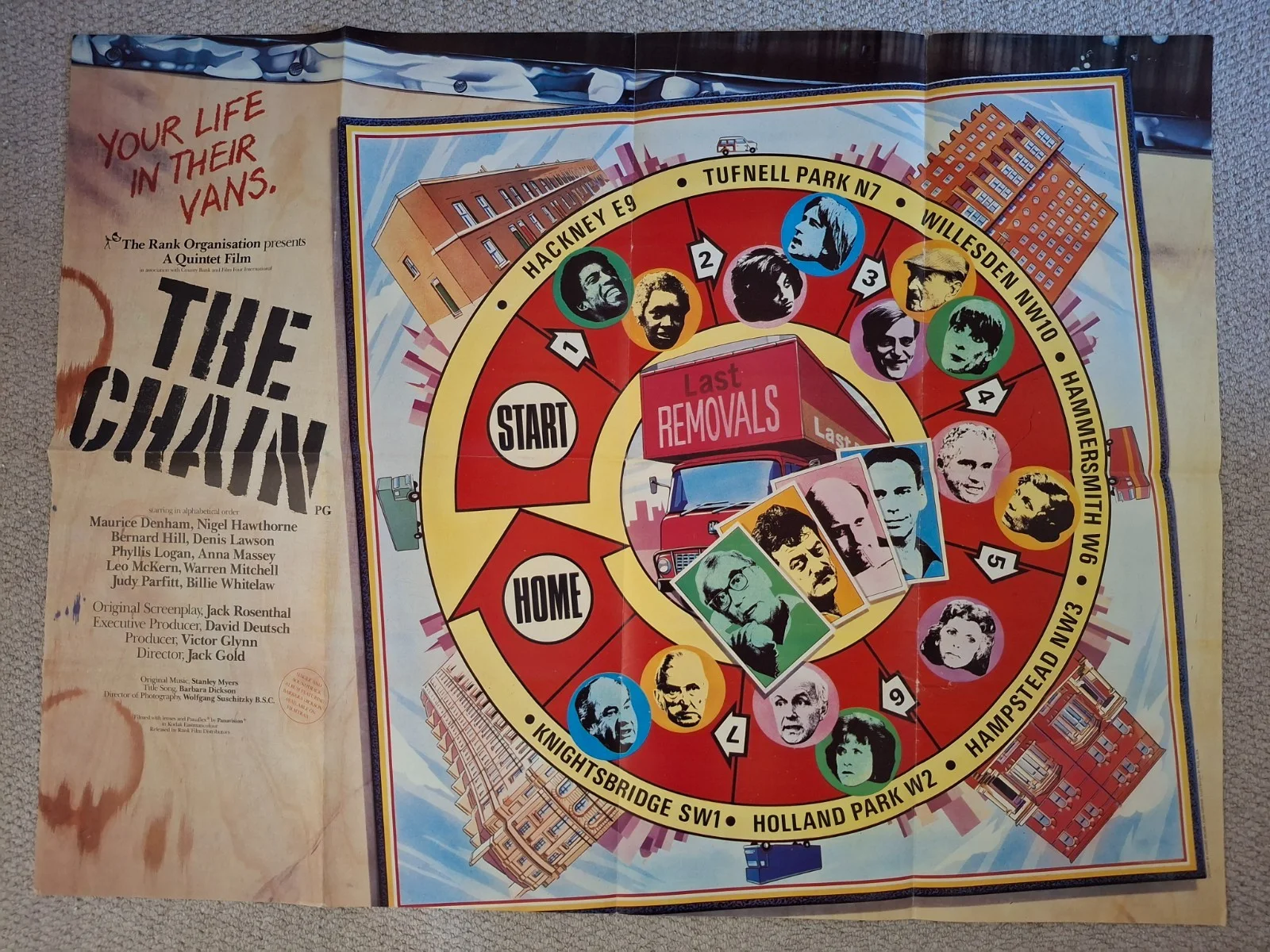 The Chain Rare & Original UK Quad Film Cinema Movie Poster, изображение 2