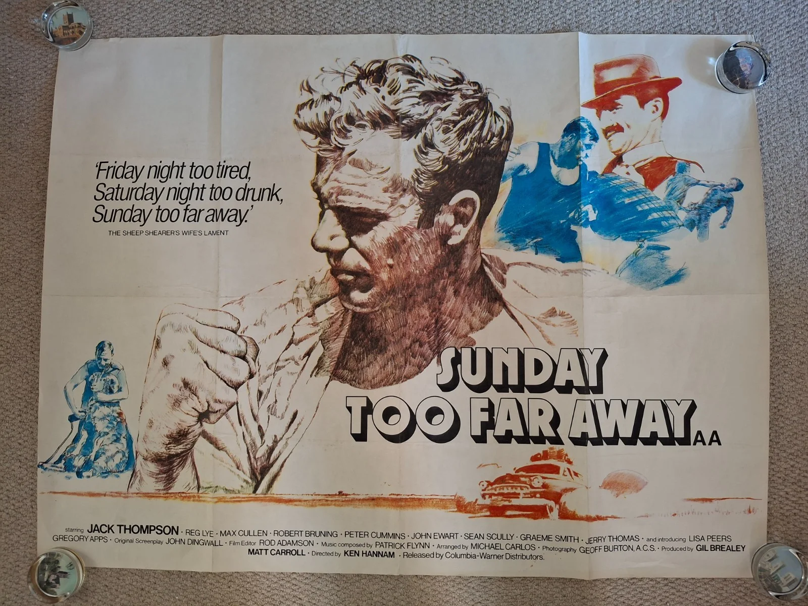 Rare & Original Sunday Too Far Away Film Cinema Movie Quad Poster 40 by 30", изображение 2