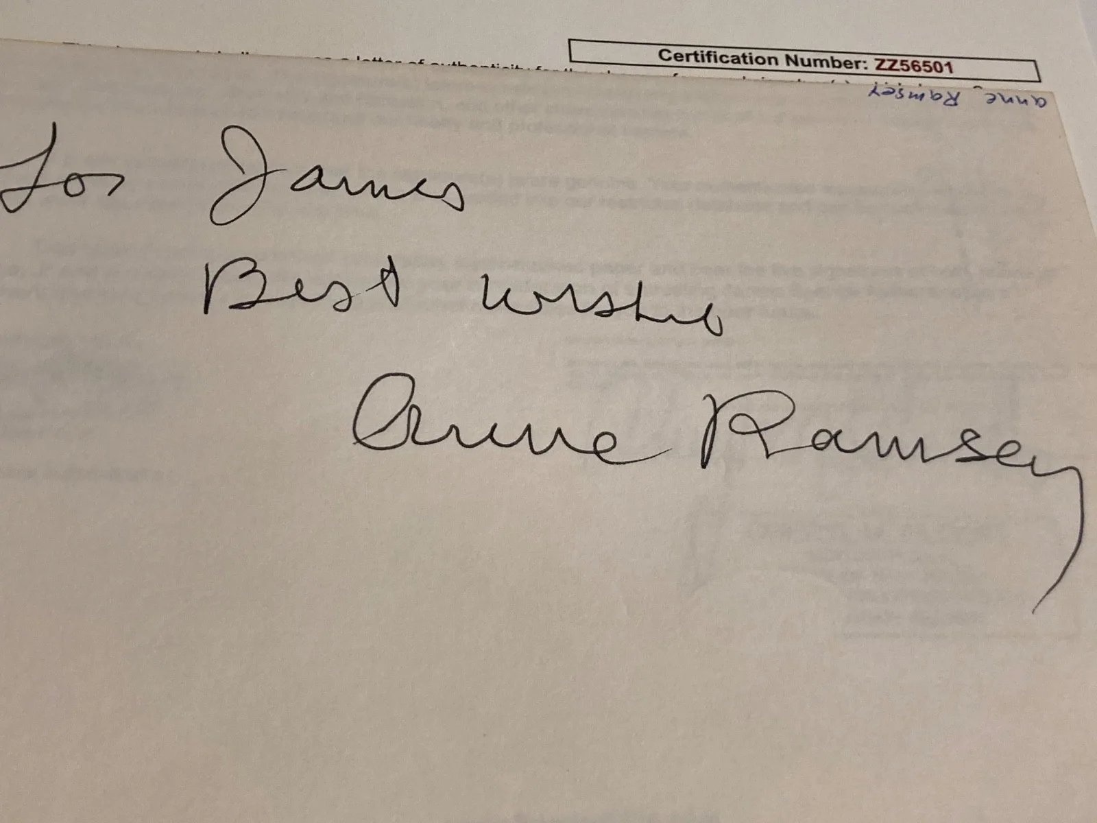 ANNE RAMSEY — ANNE RAMSEY signed 9x5.5 paper "THE GOONIES", "THROW MAMA FROM THE JSA#ZZ56501, image 2
