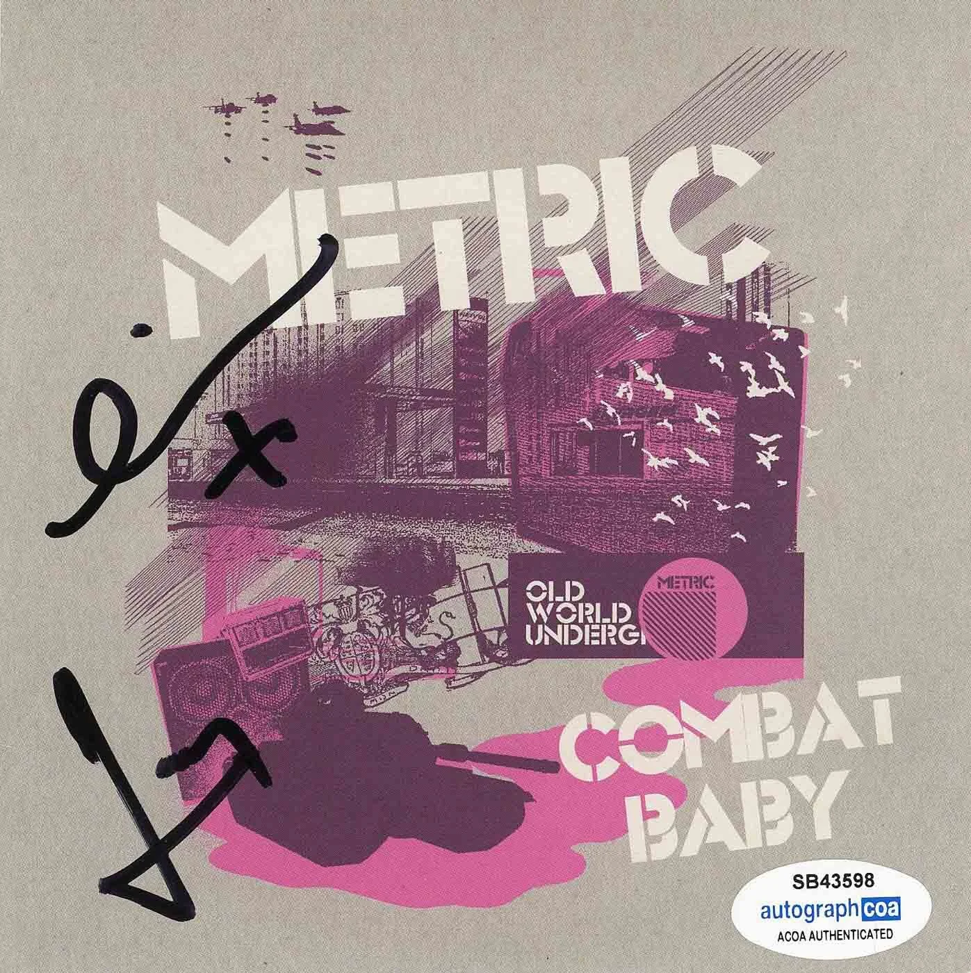 METRIC - EMILY HAINES, JAMES SHAW — Emily Haines & James Shaw signed "METRIC" COMBAT BABY CD Cover ACOA COA Rare, изображение 3