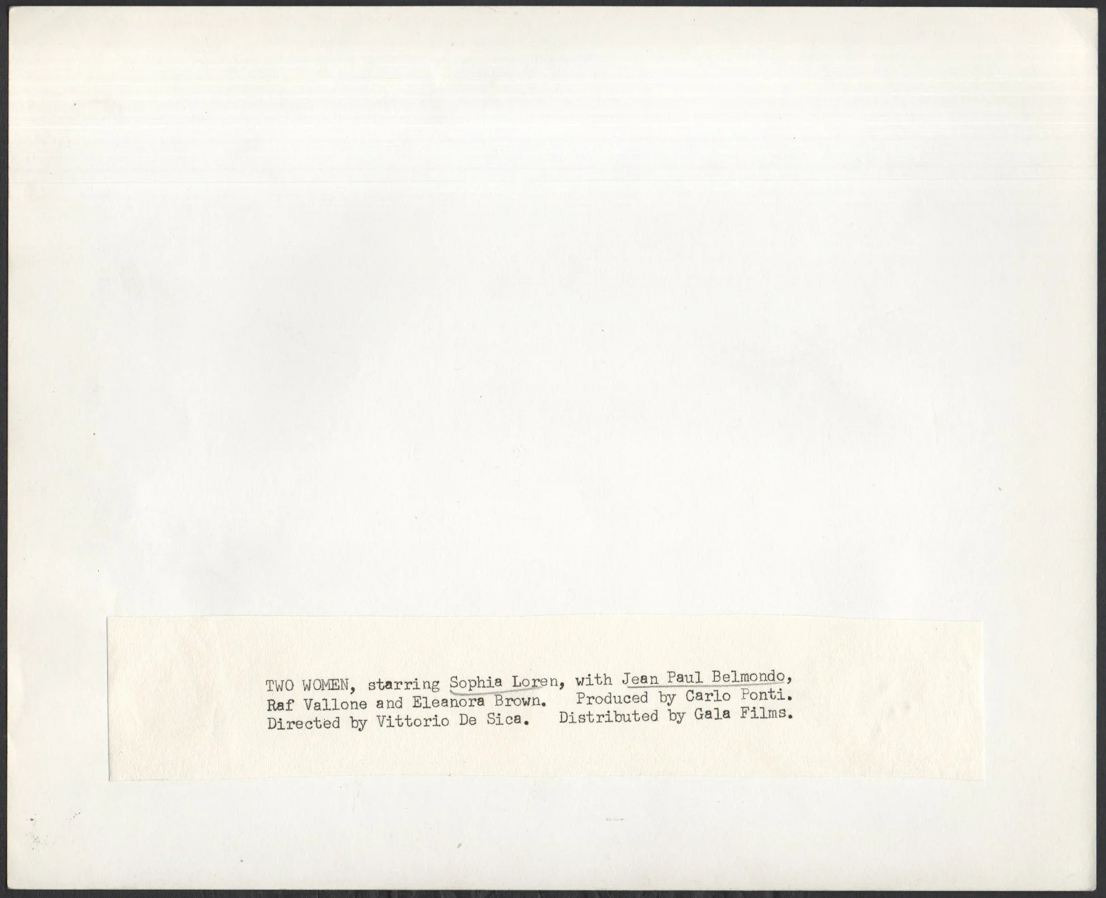 TWO WOMEN 1960 Vittorio De Sica Sophia Loren, Jean-Paul Belmondo 10x8 STILL, изображение 2