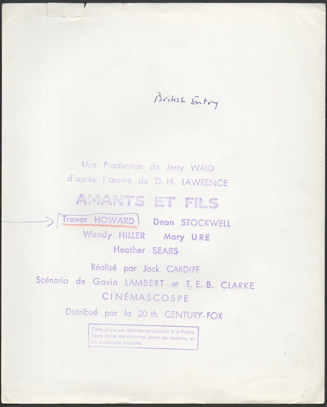 SONS AND LOVERS 1960 Trevor Howard, Wendy Hiller D.H. Lawrence 10x8 STILL, изображение 2