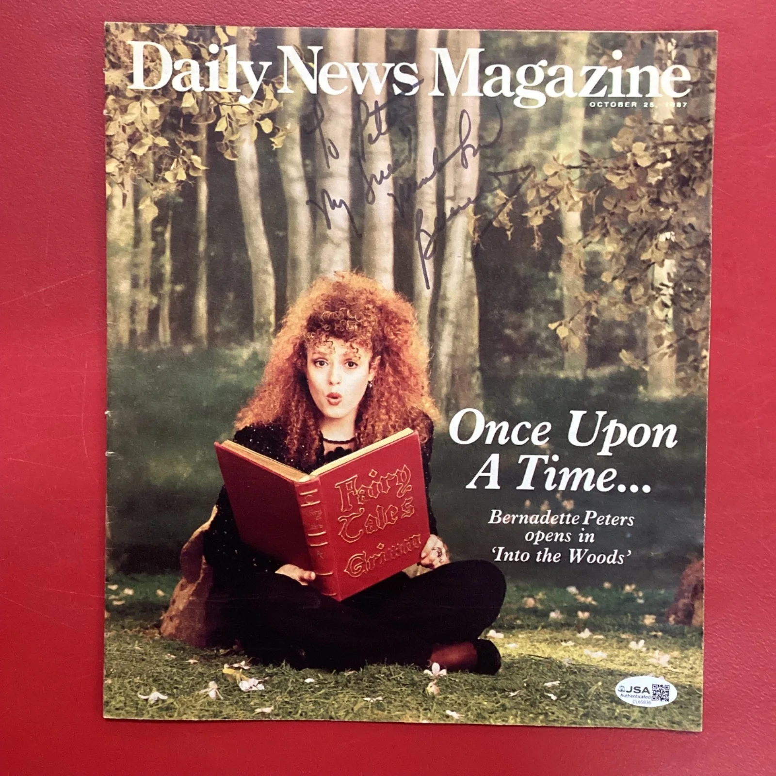 Bernadette Peters — Bernadette Peters Signed 1987 Daily News Magazine 10x11 JSA Auto! (personalized)