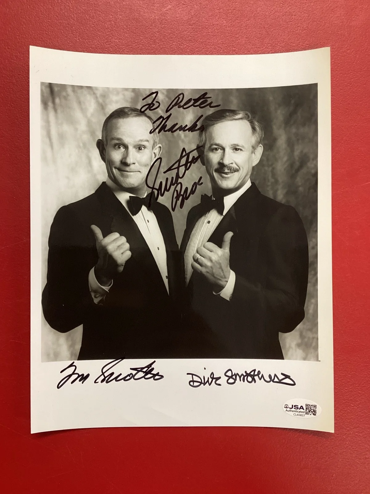 Smothers Brothers Dual Signed 8x10 B/W Photo JSA Comedy Hour Era (personalized), image 2