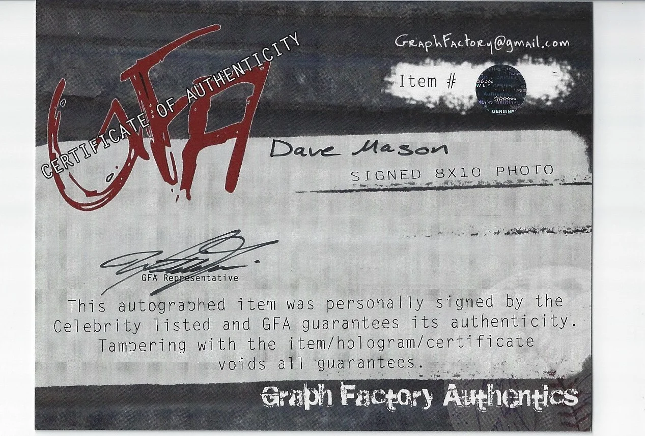 DAVE MASON TRAFFIC ROCK & ROLL HALL OF FAMER RARE SIGNED PHOTO Hologram GFA, изображение 2
