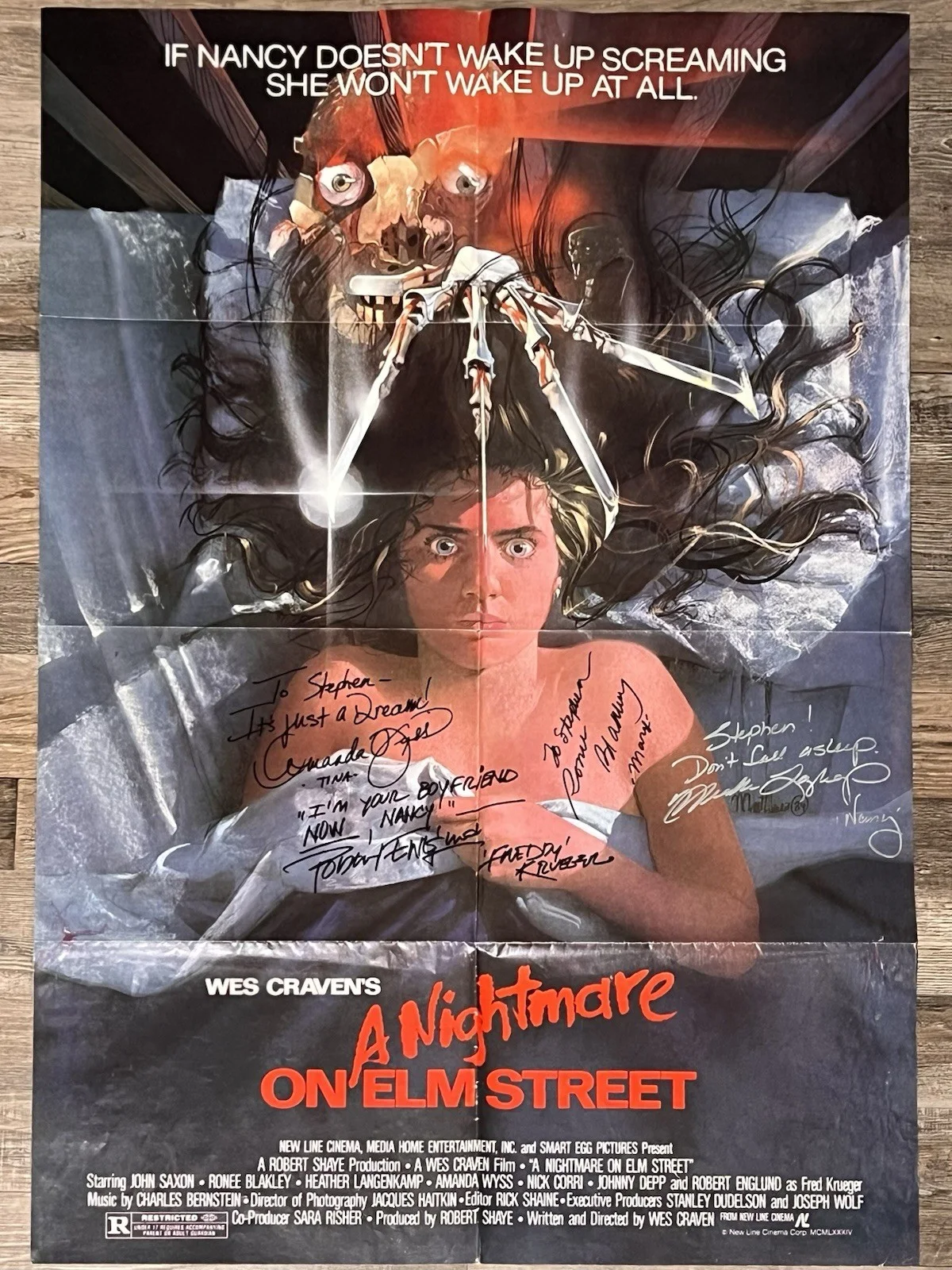 Robert Englund, Heather Lagenkamp, Amanda Wyss, Ronee Blakley — Nightmare On Elm Street 27x41 Original Movie Poster Multi Signed Autographs