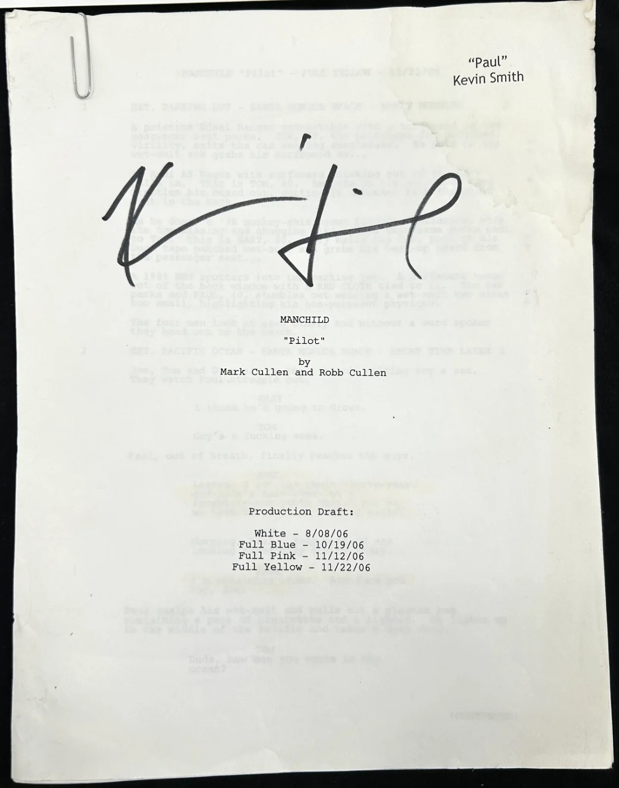 Kevin Smith — KEVIN SMITH SIGNED MANCHILD Pilot TV Show Script w/ COA, image 2
