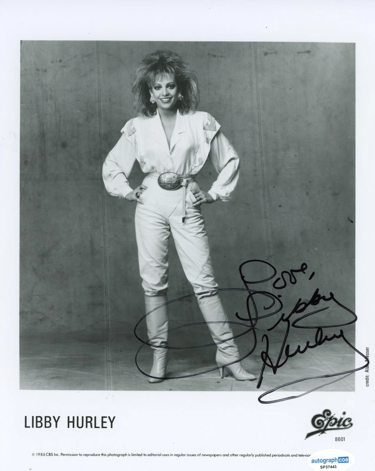 Libby Hurley — Libby Hurley "You Just Watch Me" Country Singer AUTOGRAPH Signed 8x10 Photo ACOA, изображение 2