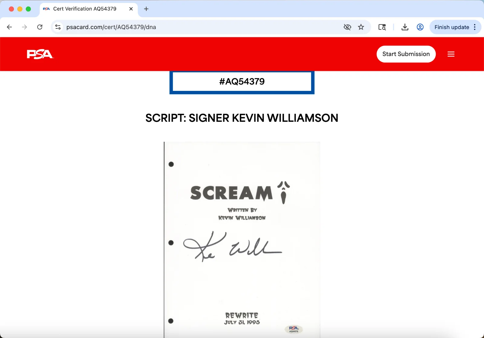 Kevin Williamson — Kevin Williamson signed Scream script full 120 pages PSA DNA autograph, image 3