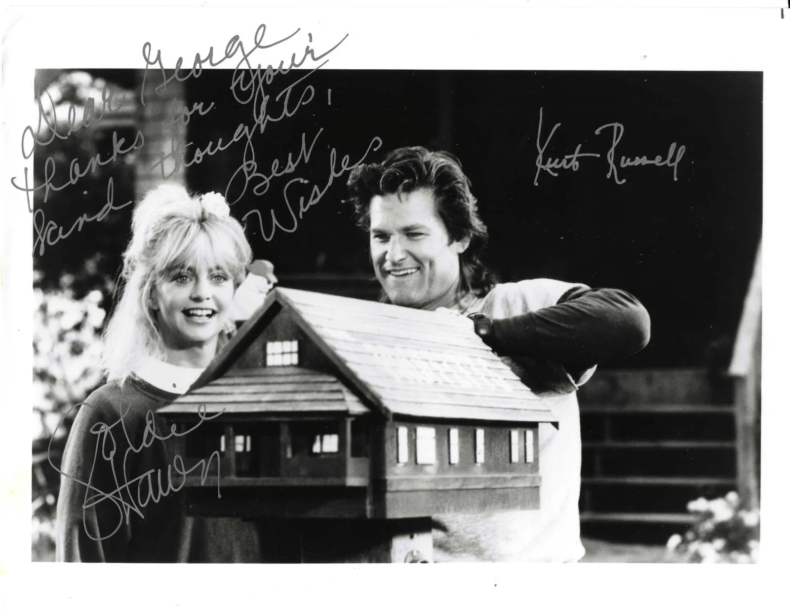 Kurt Russell, Goldie Hawn — KURT RUSSELL & GOLDIE HAWN signed ... both ...dedicated... 8x10 with COA