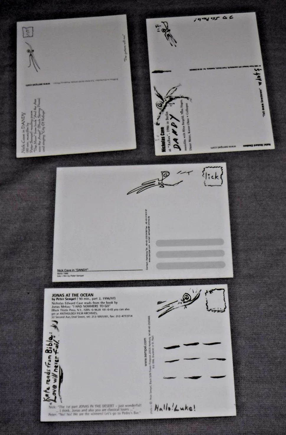 Nick Cave 4 Postcards from 'Dandy' & 'Jonas at the Ocean', image 2