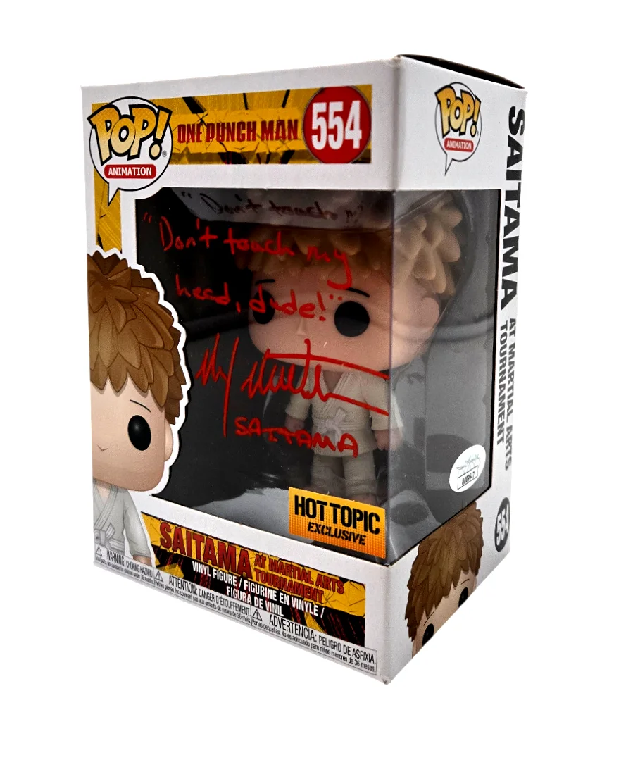 MAX MITTELMAN — Saitama Signed Funko One Punch Man Pop Max Mittelman Anime Autograph JSA COA 647