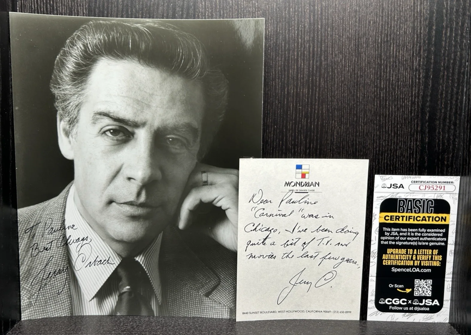 Jerry Orbach — JERRY ORBACH HAND SIGNED 8x10 PHOTO, NOTE Original Autograph JSA COA Law & Order, image 2