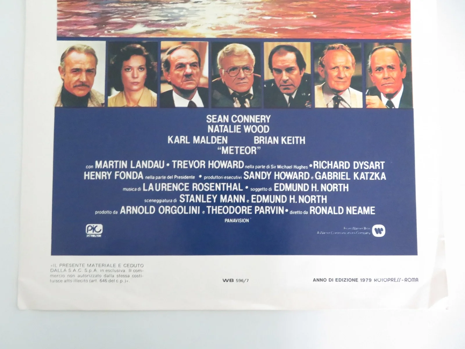 Meteor Italian Locandina Poster Sean Connery Natalie Wood 1979, изображение 4