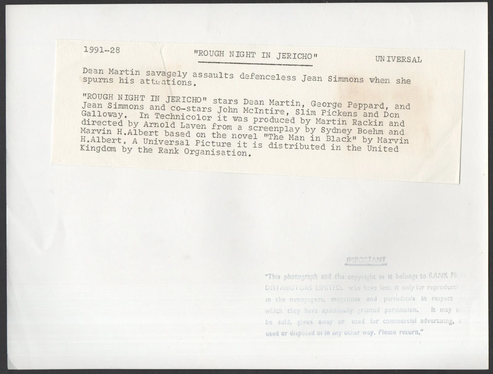 ROUGH NIGHT IN JERICHO 1967 Jean Simmons, Dean Martin 2 STILLS, изображение 2