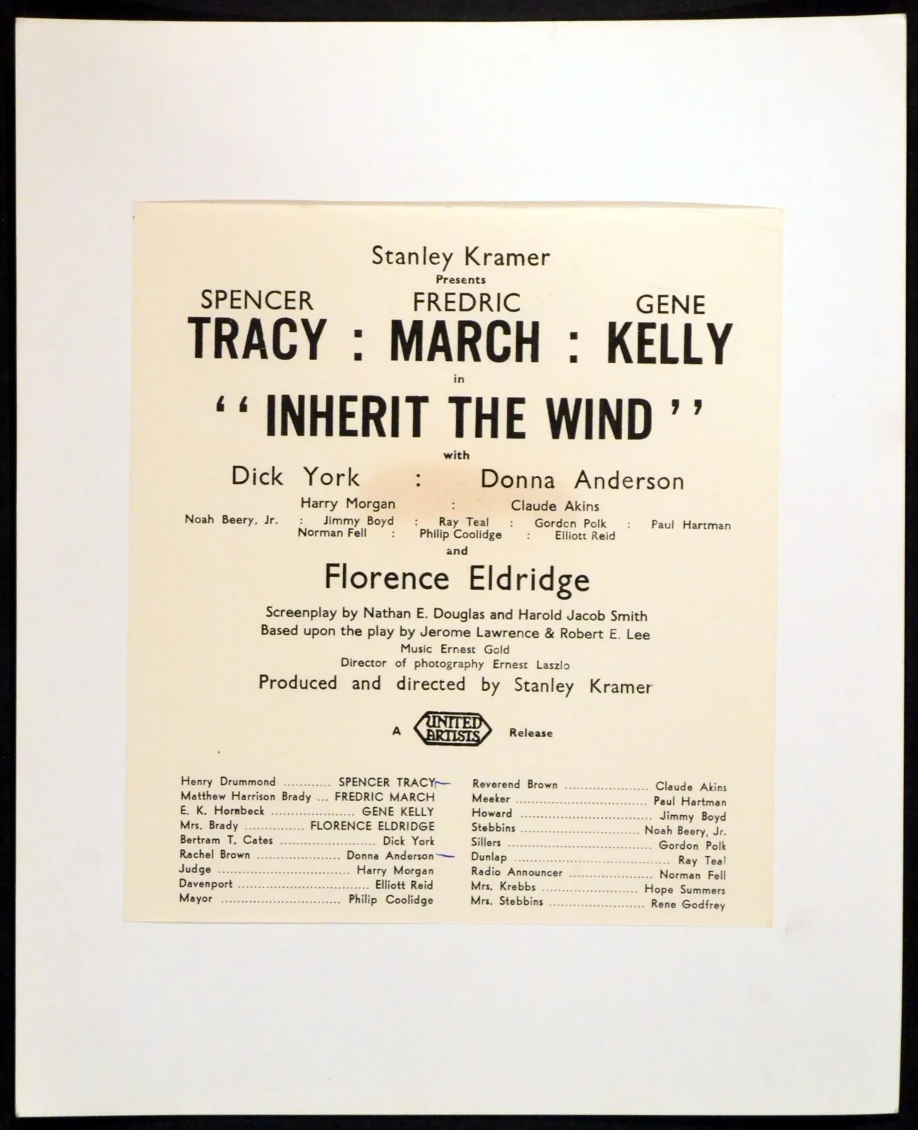 INHERIT THE WIND 1960 Spencer Tracy, Donna Anderson 10x8 STILL #10, image 2