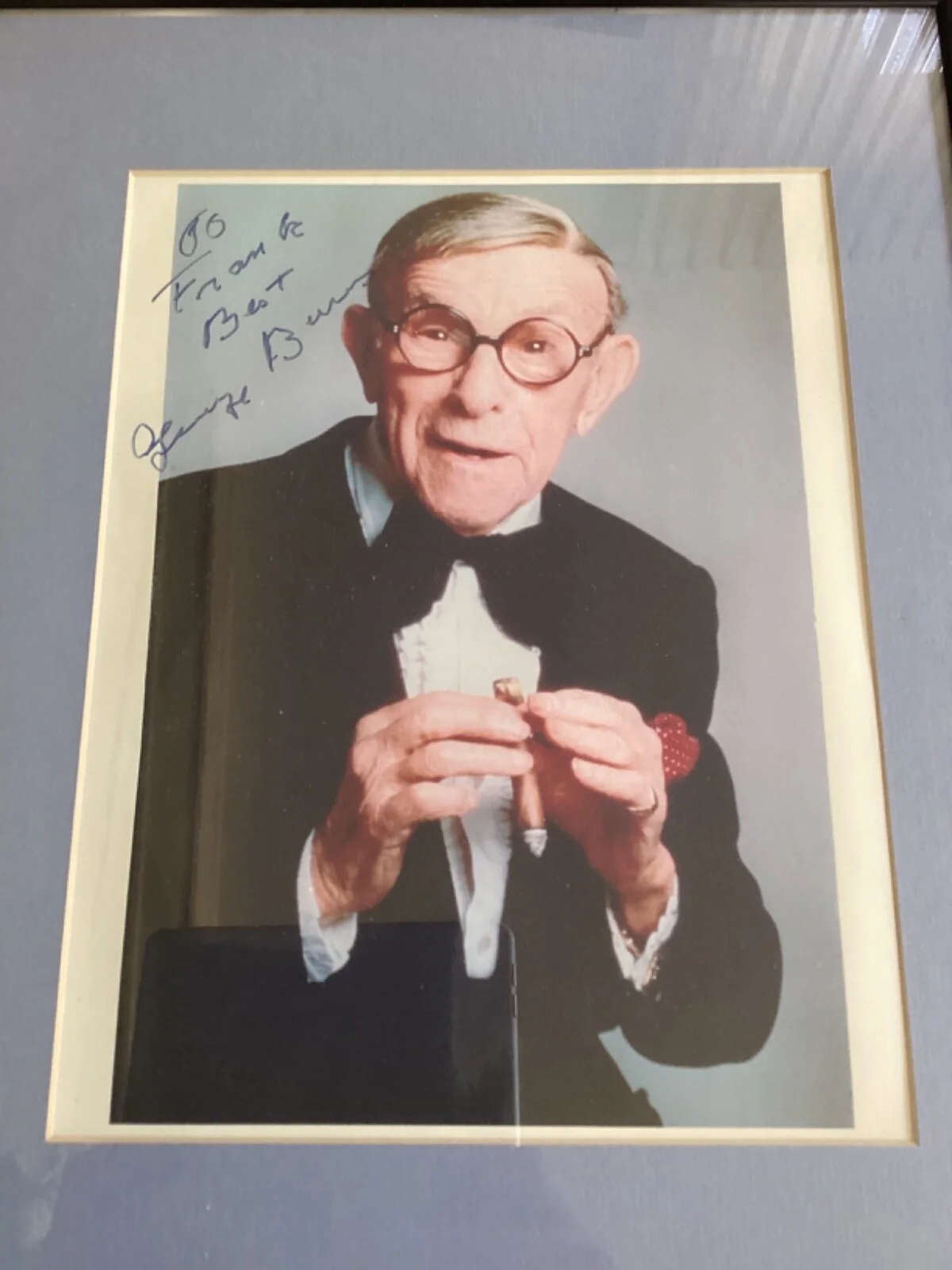 George Burns — *Signed* George Burns Autographed 8x10 Framed Matted Tux & Cigar Photo, image 2