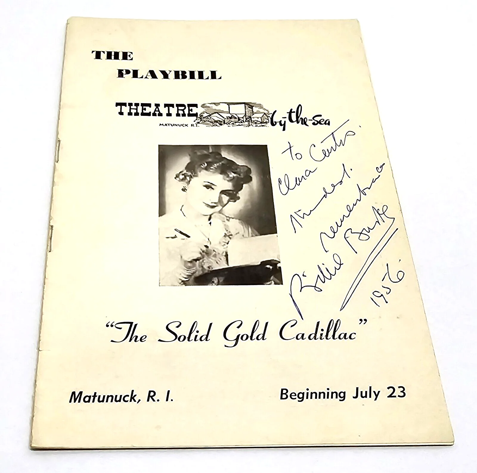 Billie Burke — Billie Burke Autographed Playbill For The Solid Gold Cadillac 1956 Wizard Of Oz