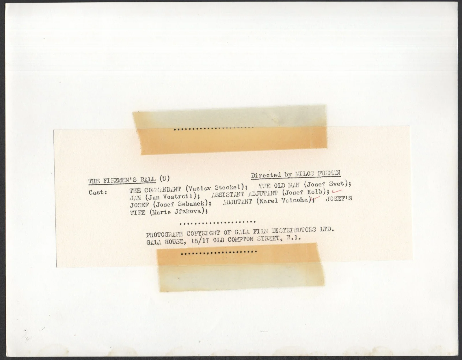FIREMAN’S BALL 1967 Josef Kolb, Karel Valnoha Milos Forman 10x8 STILL, изображение 2