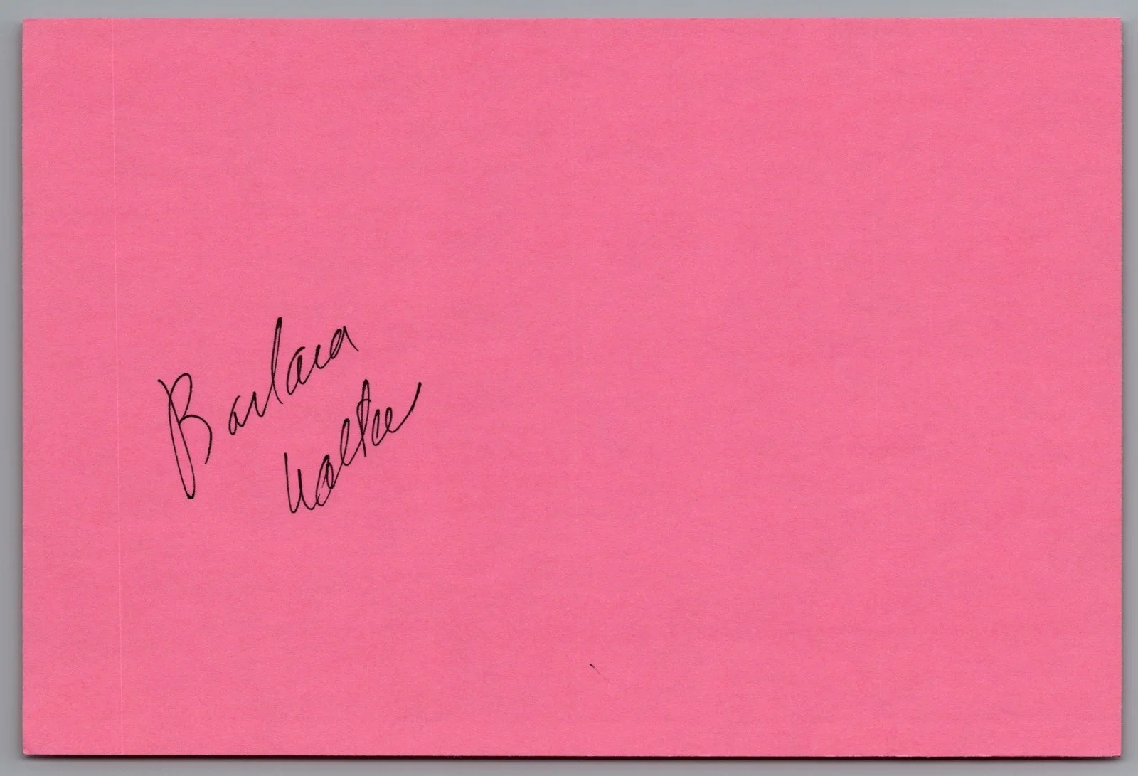 Barbara Walters — Barbara Walters Signed 4x6 Index Card 20/20 Autographed