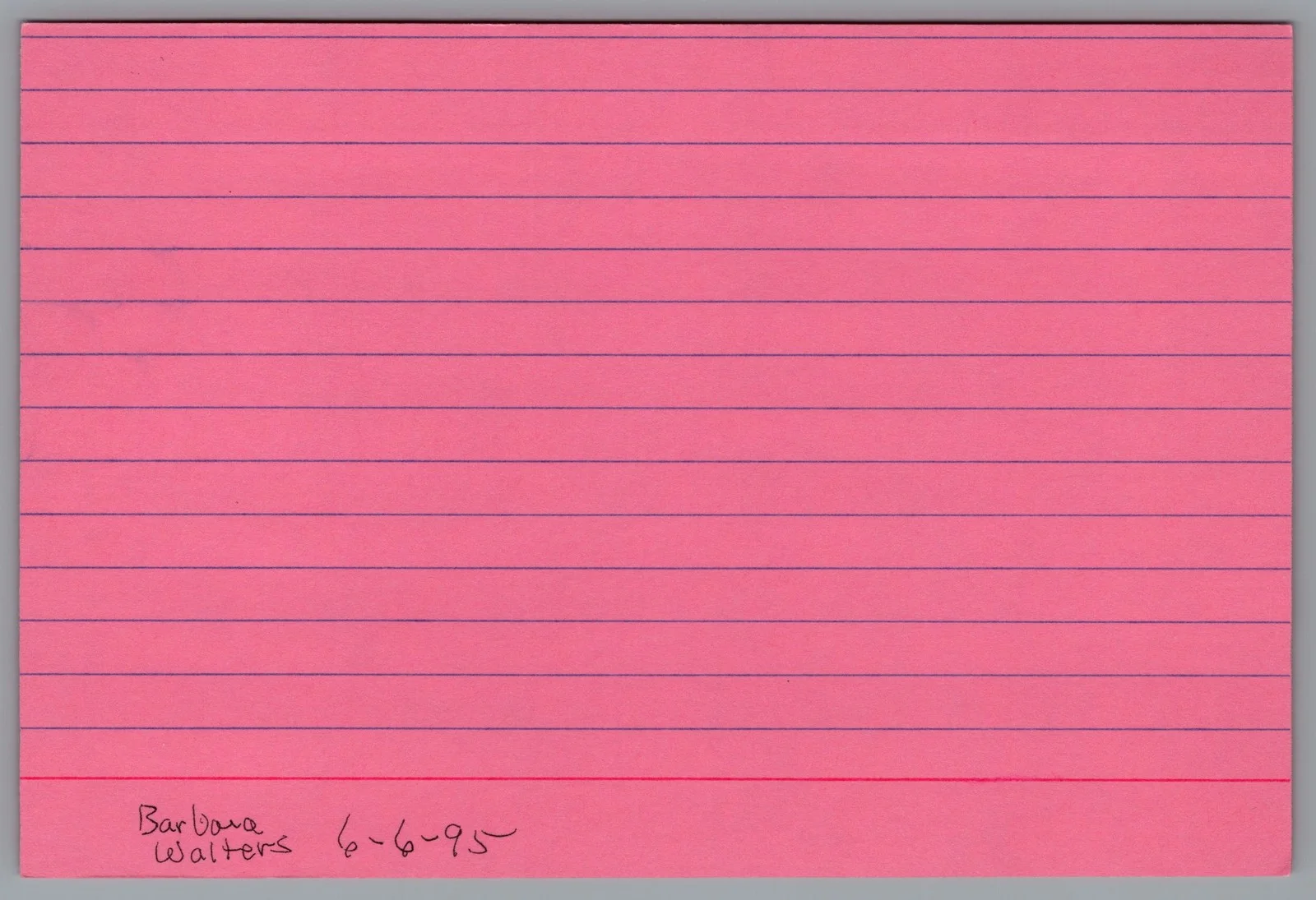 Barbara Walters — Barbara Walters Signed 4x6 Index Card 20/20 Autographed, image 2