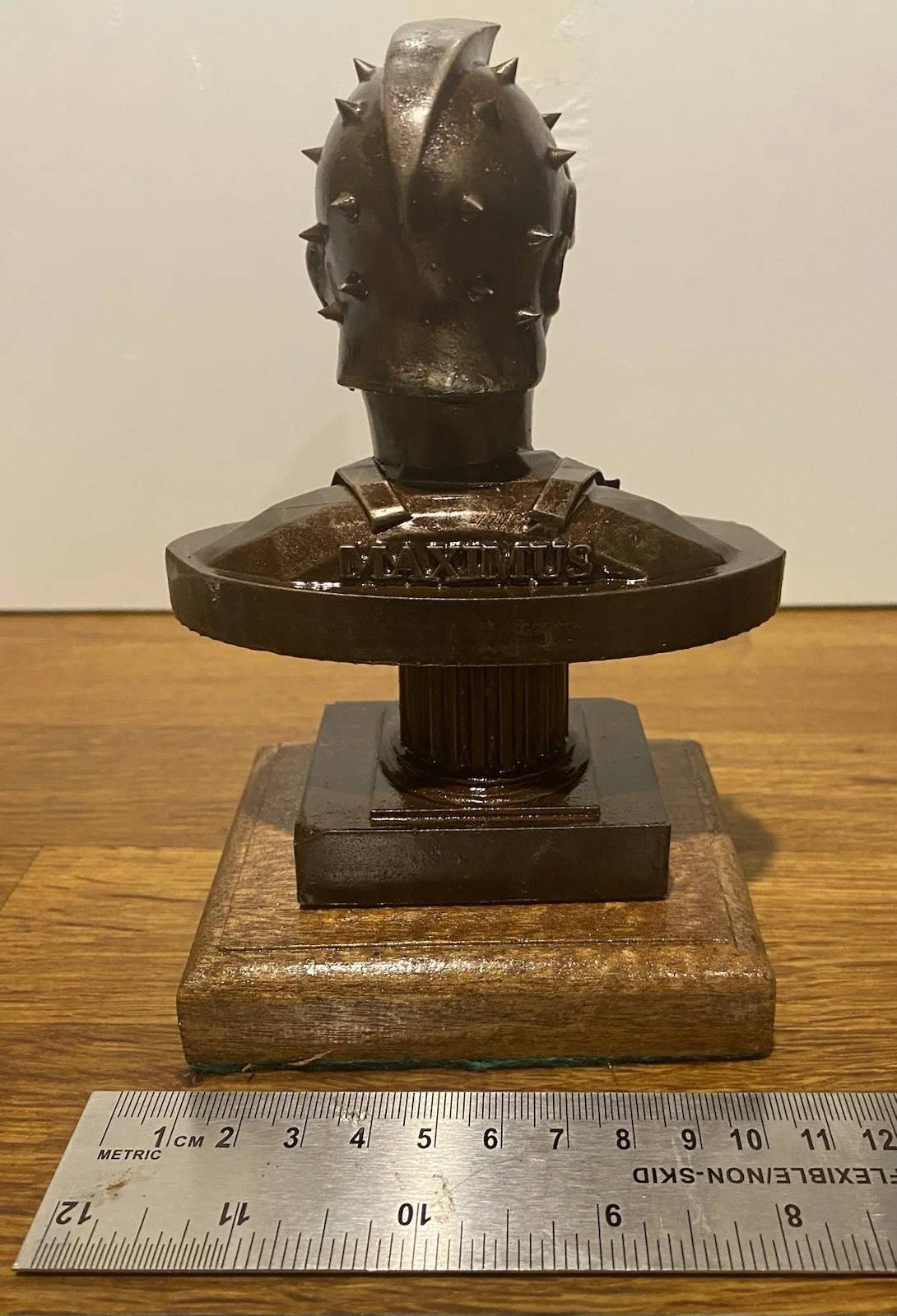 Gladiator Bust 3d Printed Bronze Colour Mounted On Wooden Plinth, image 2