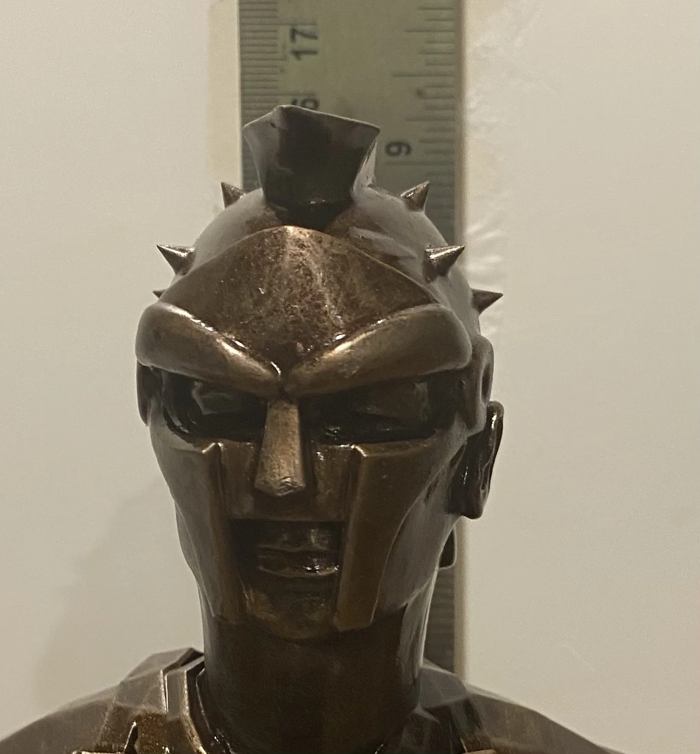 Gladiator Bust 3d Printed Bronze Colour Mounted On Wooden Plinth, image 3