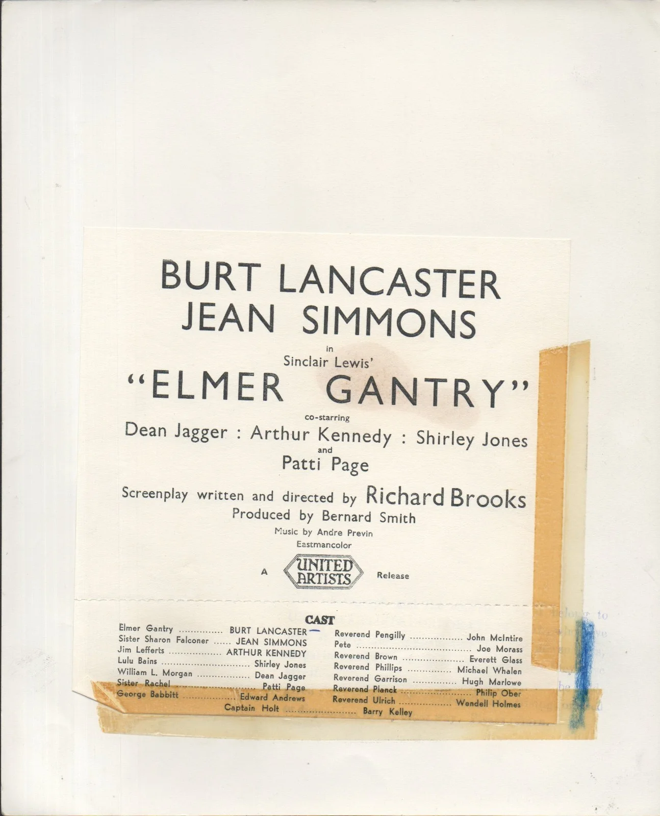 ELMER GANTRY 1960 Burt Lancaster - Richard Brooks 10x8 STILL, image 2