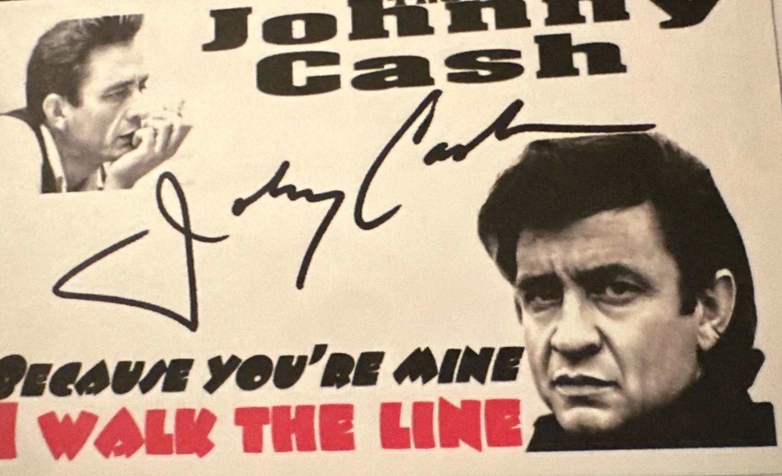 Johnny Cash Signed Vintage Original Autographed Index Card Man in Black, image 2