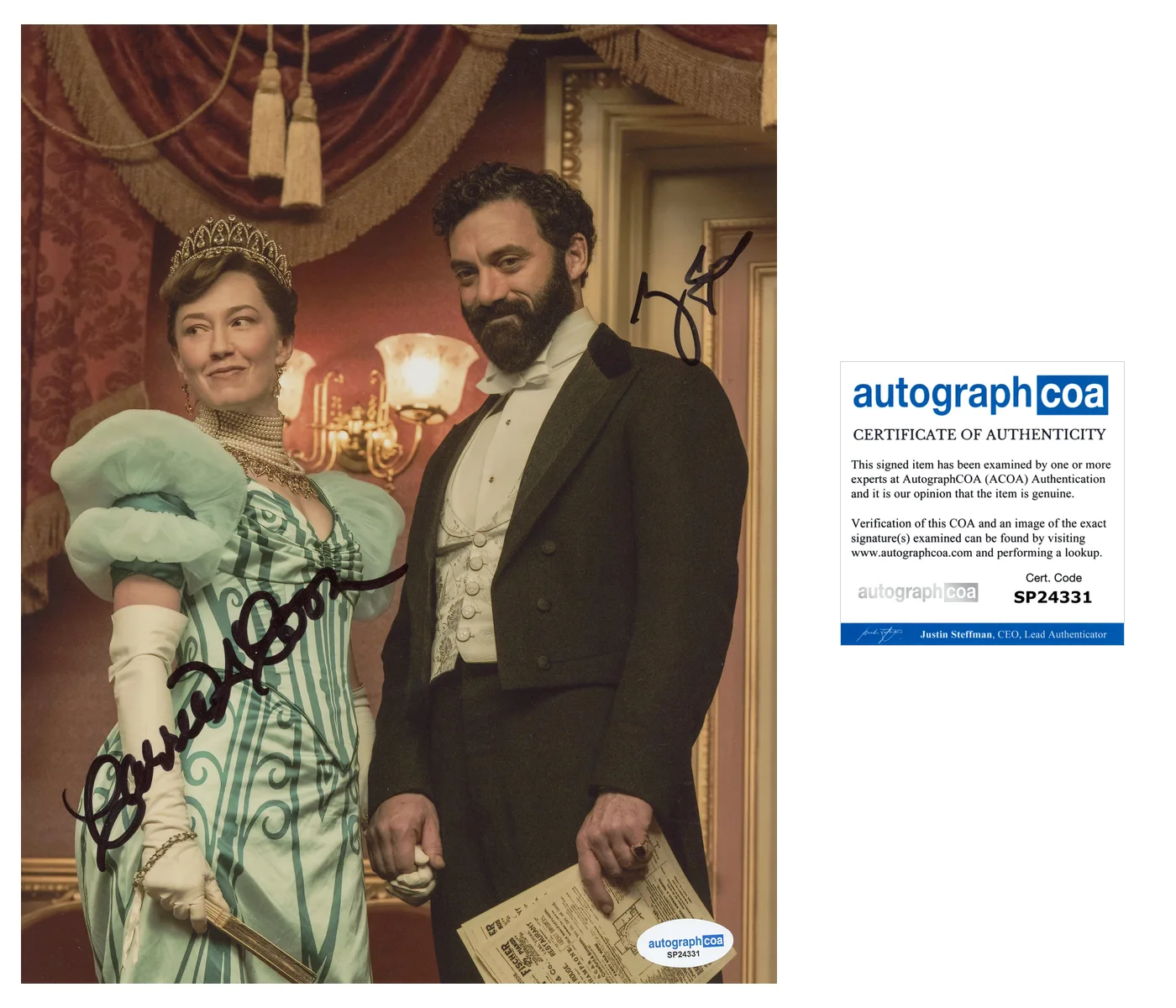 Carrie Coon — Carrie Coon & Morgan Spector Signed THE GUILDED AGE 8x10 Photo EXACT Proof ACOA