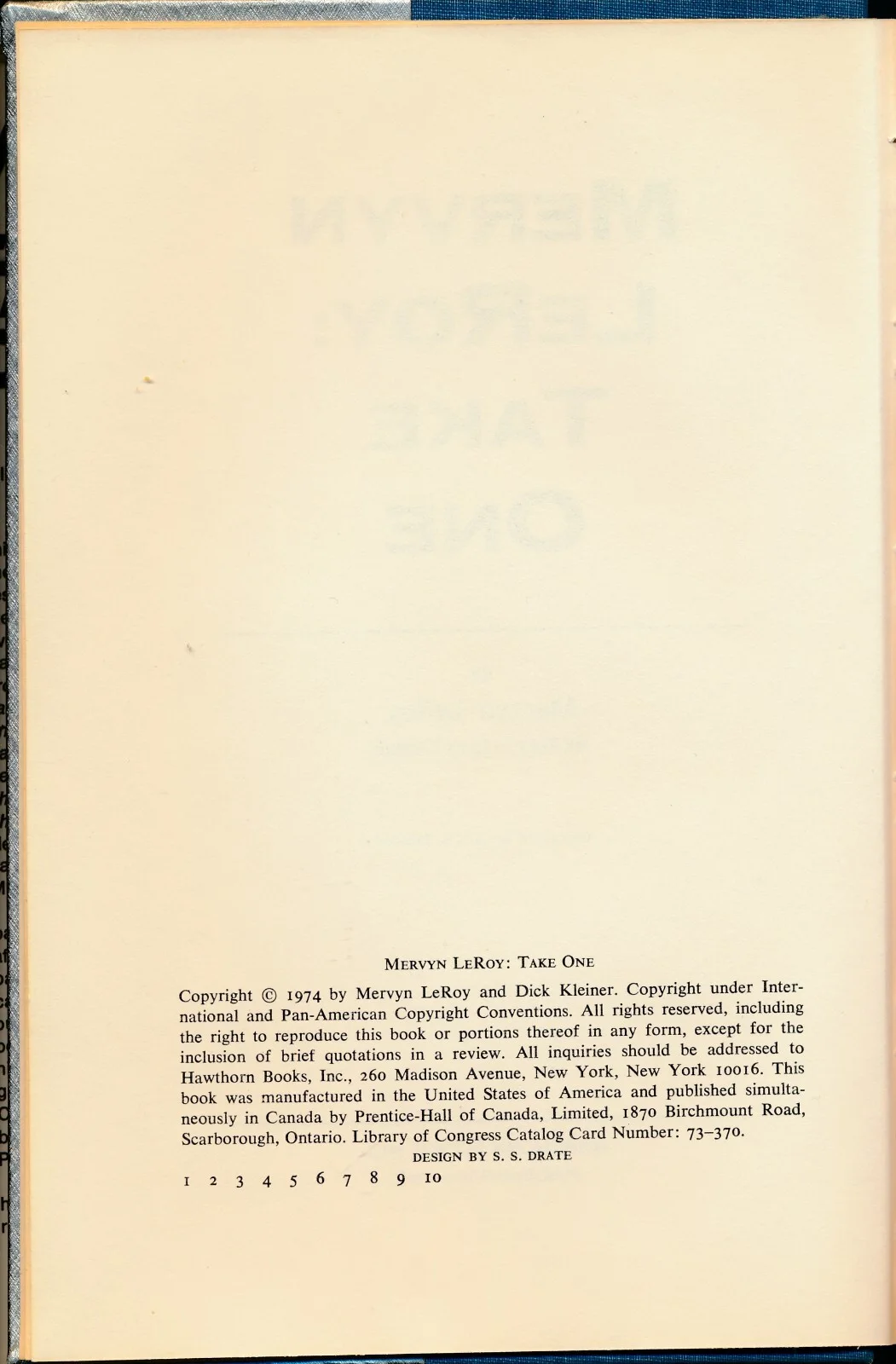 Mervyn LeRoy — MERVYN LEROY 1974 Memoir Take One Inscribed To SAM LEVENE Legendary Film Star, изображение 5