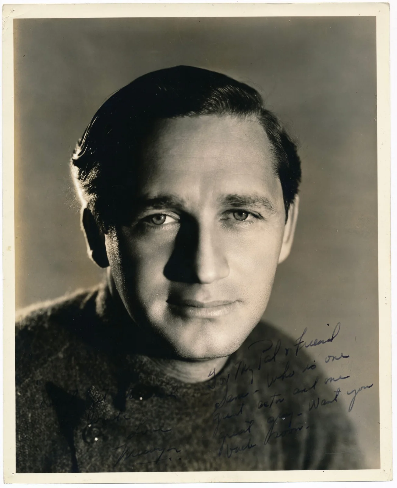 Mervyn Leroy — MERVYN LEROY 1936 INSCRIBED PHOTOGRAPH TO SAM LEVENE 3 MEN ON A HORSE FILM STAR