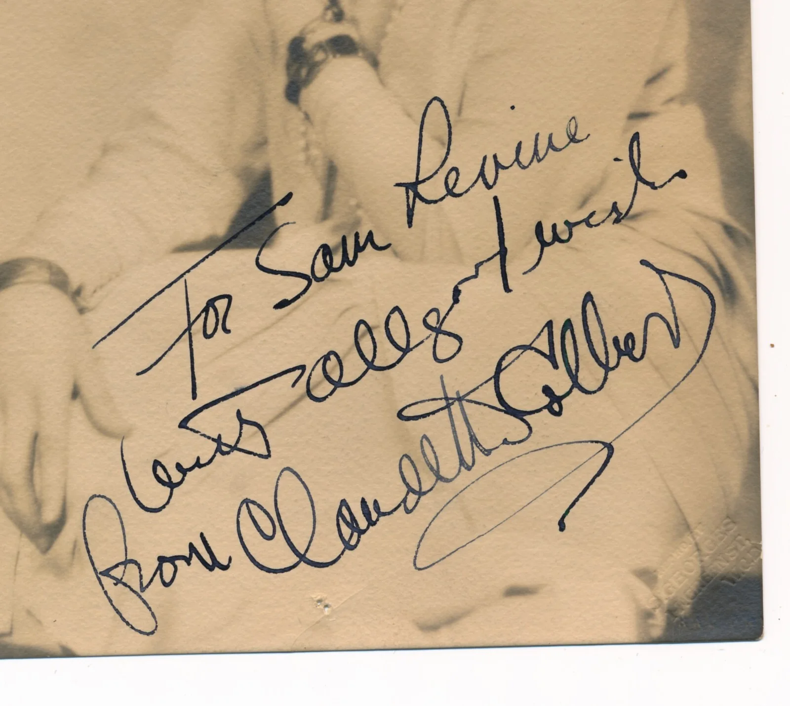 Claudette Colbert — CLAUDETTE COLBERT 1928 Inscribed Silver Gelatin Photo To SAM LEVENE Film Star, изображение 3