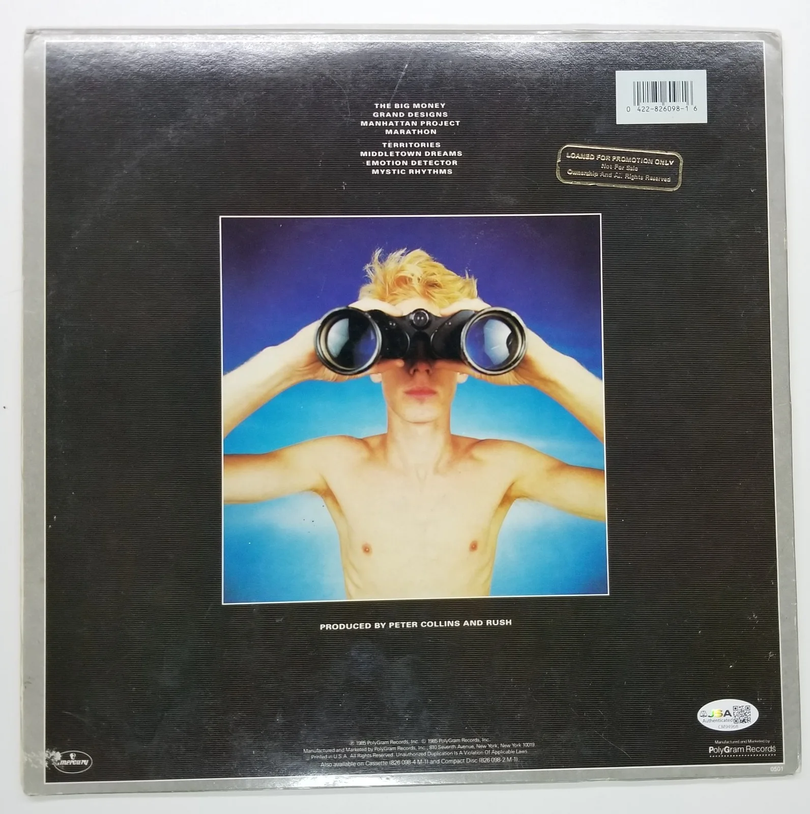 Geddy Lee of RUSH band SIGNED Power Windows Vinyl Record JSA COA Autographed, изображение 5
