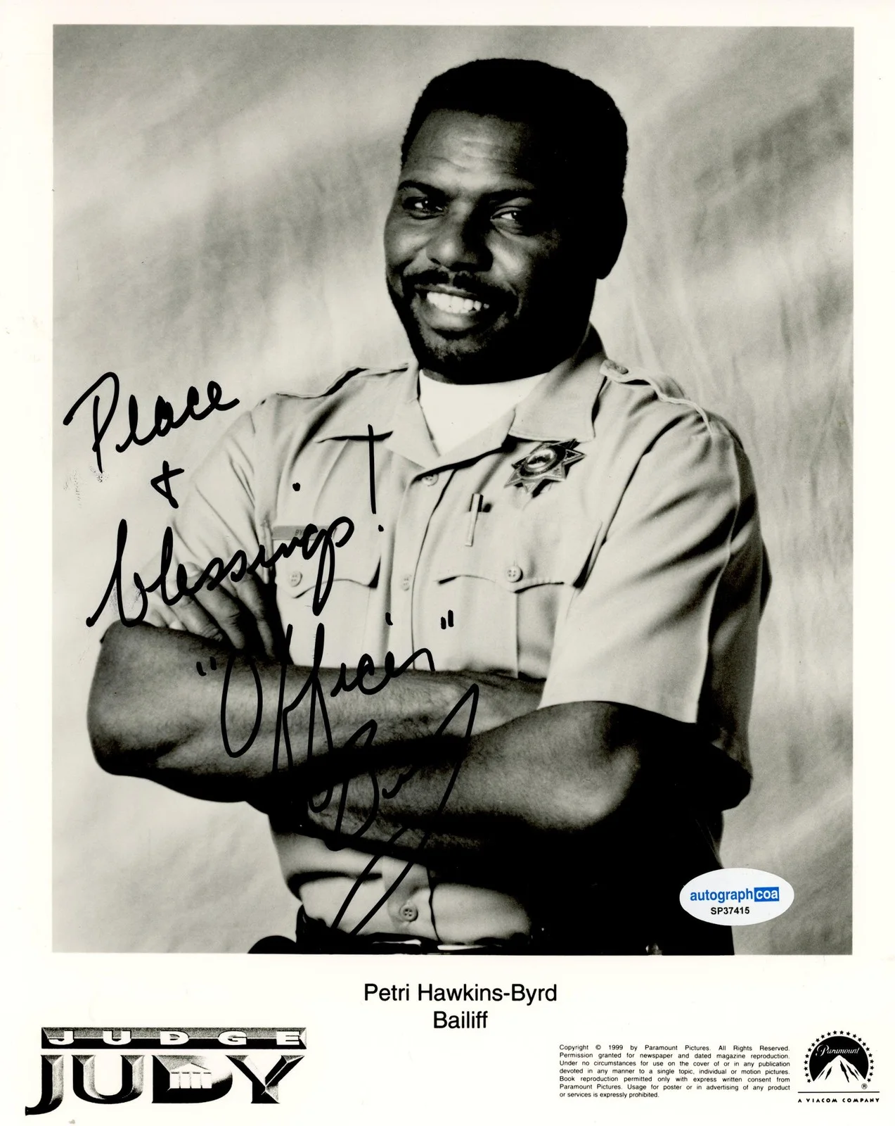 Petri Hawkins-Byrd — Petri Hawkins-Byrd "Judge Judy" Bailiff AUTOGRAPH Signed 8x10 Photo ACOA, image 2