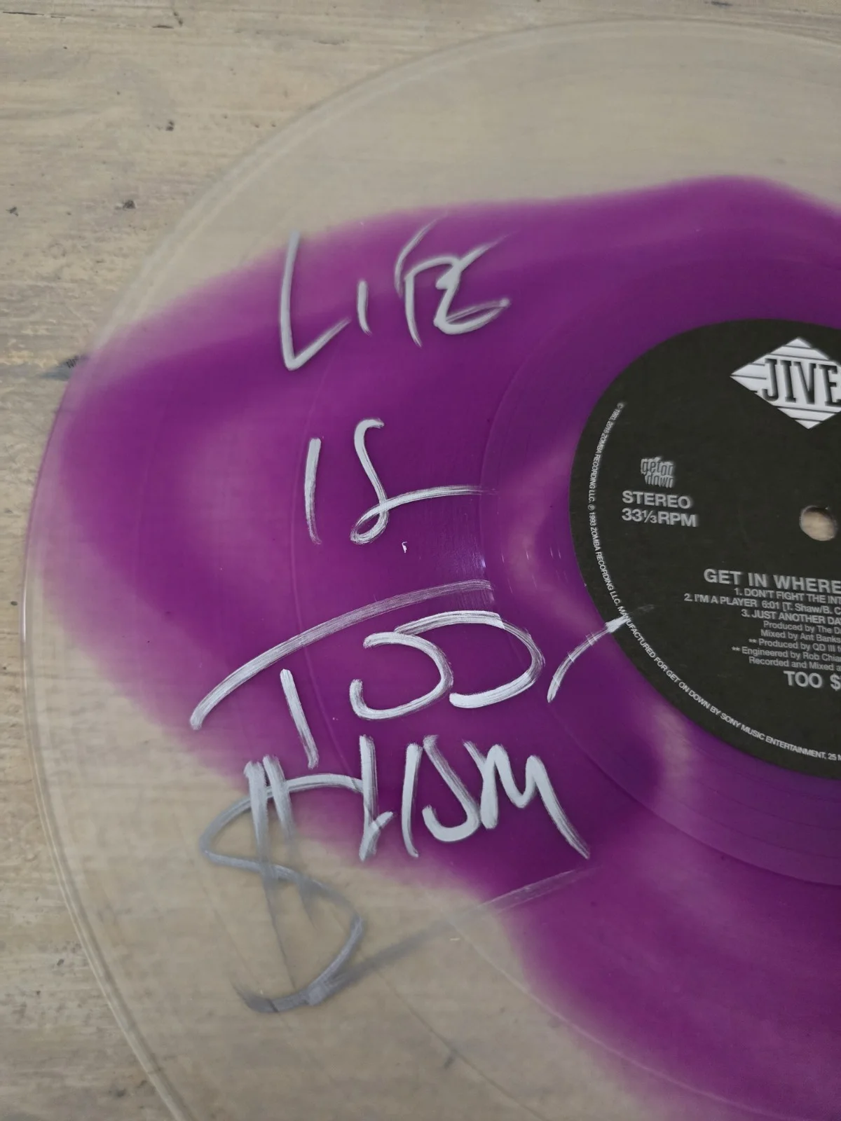 Too Short Signed Autographed “Get In Where You Fit In” RECORD DISC JSA COA Rap, image 2
