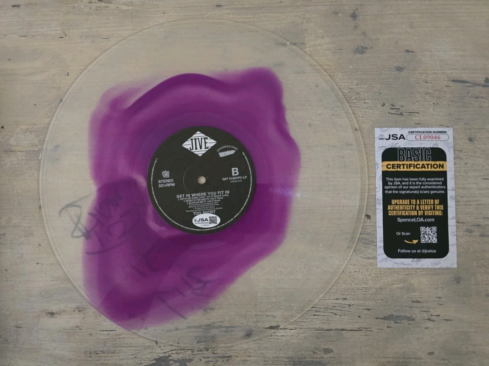 Too Short Signed Autographed “Get In Where You Fit In” RECORD DISC JSA COA Rap, image 3