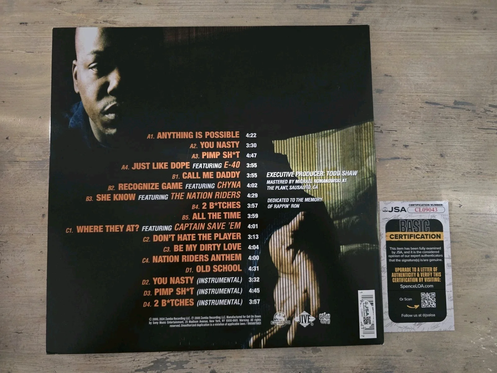 Too Short Signed Autographed Vinyl LP “You Nasty” JSA Authenticated Rapper, image 3