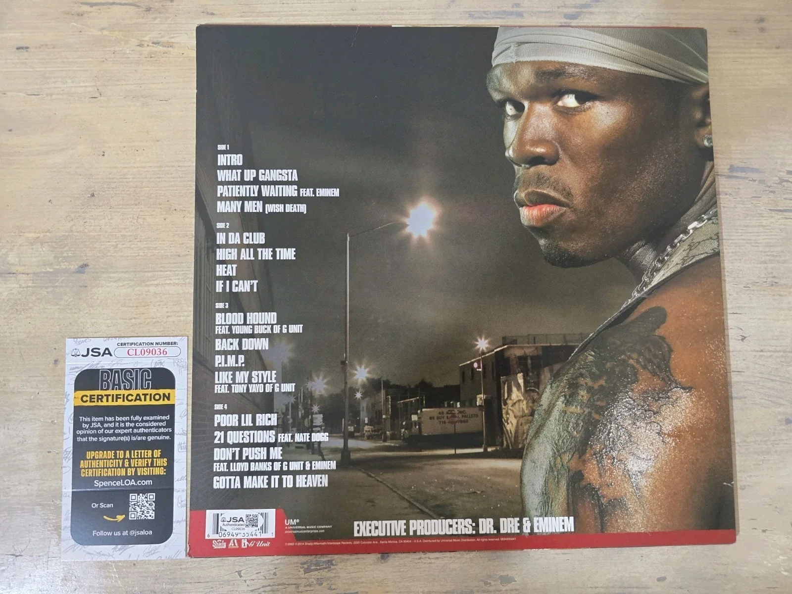 50 Cent Signed Autograph Get Rich Or Die Tryin Album Vinyl LP JSA Authentic COA, изображение 3