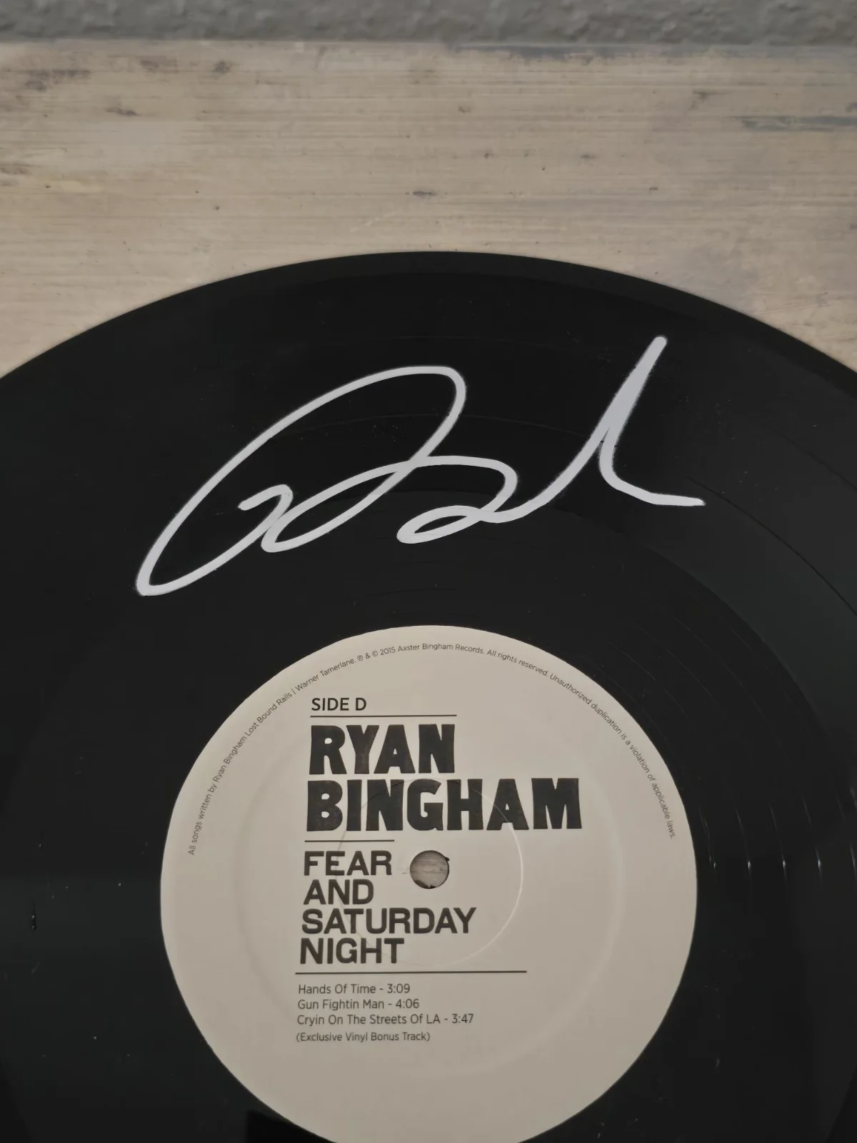 Ryan Bingham Autographed “Fear And Saturday Night” Record Disc LP JSA Authentic, image 2