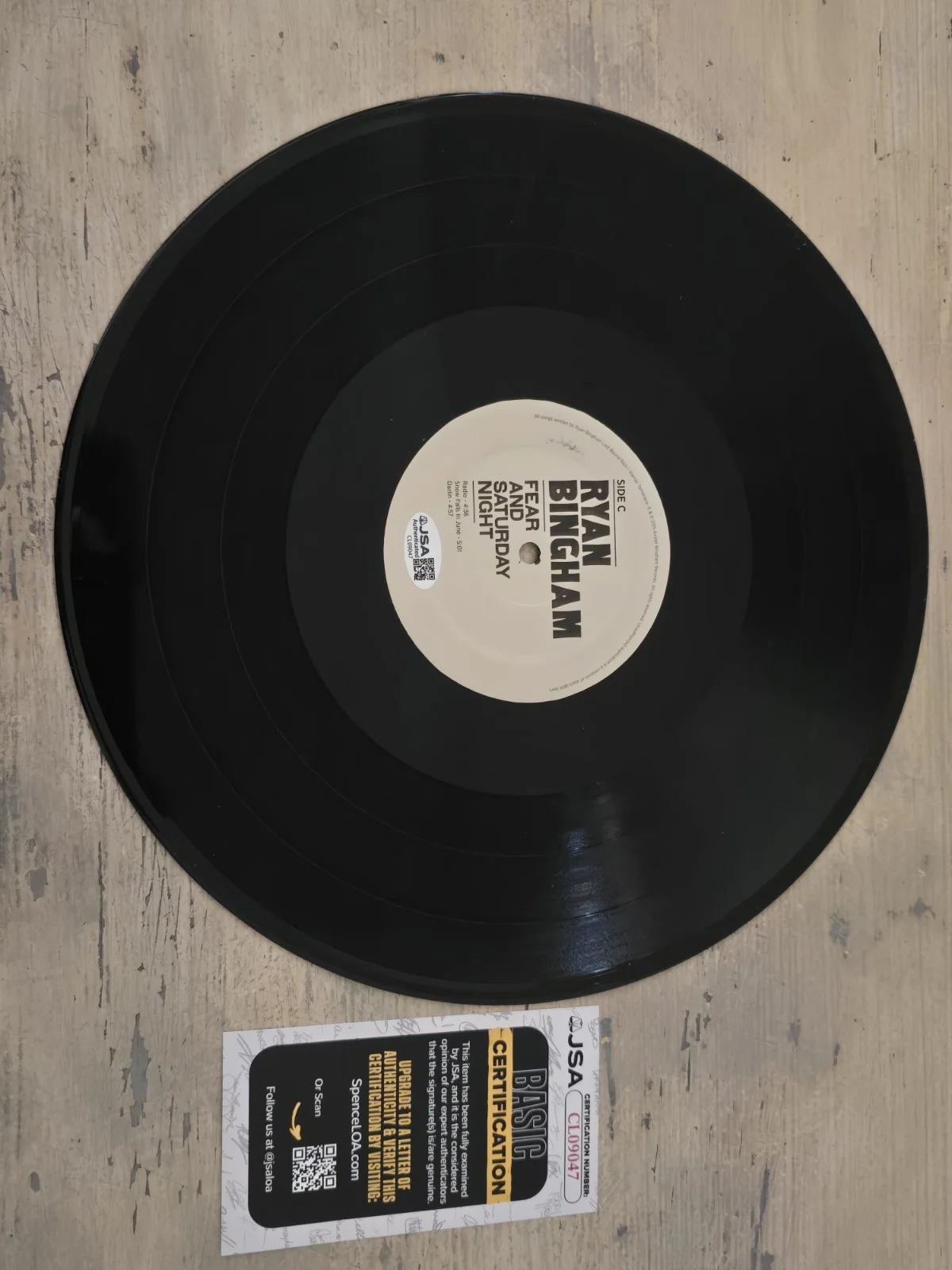 Ryan Bingham Autographed “Fear And Saturday Night” Record Disc LP JSA Authentic, image 3