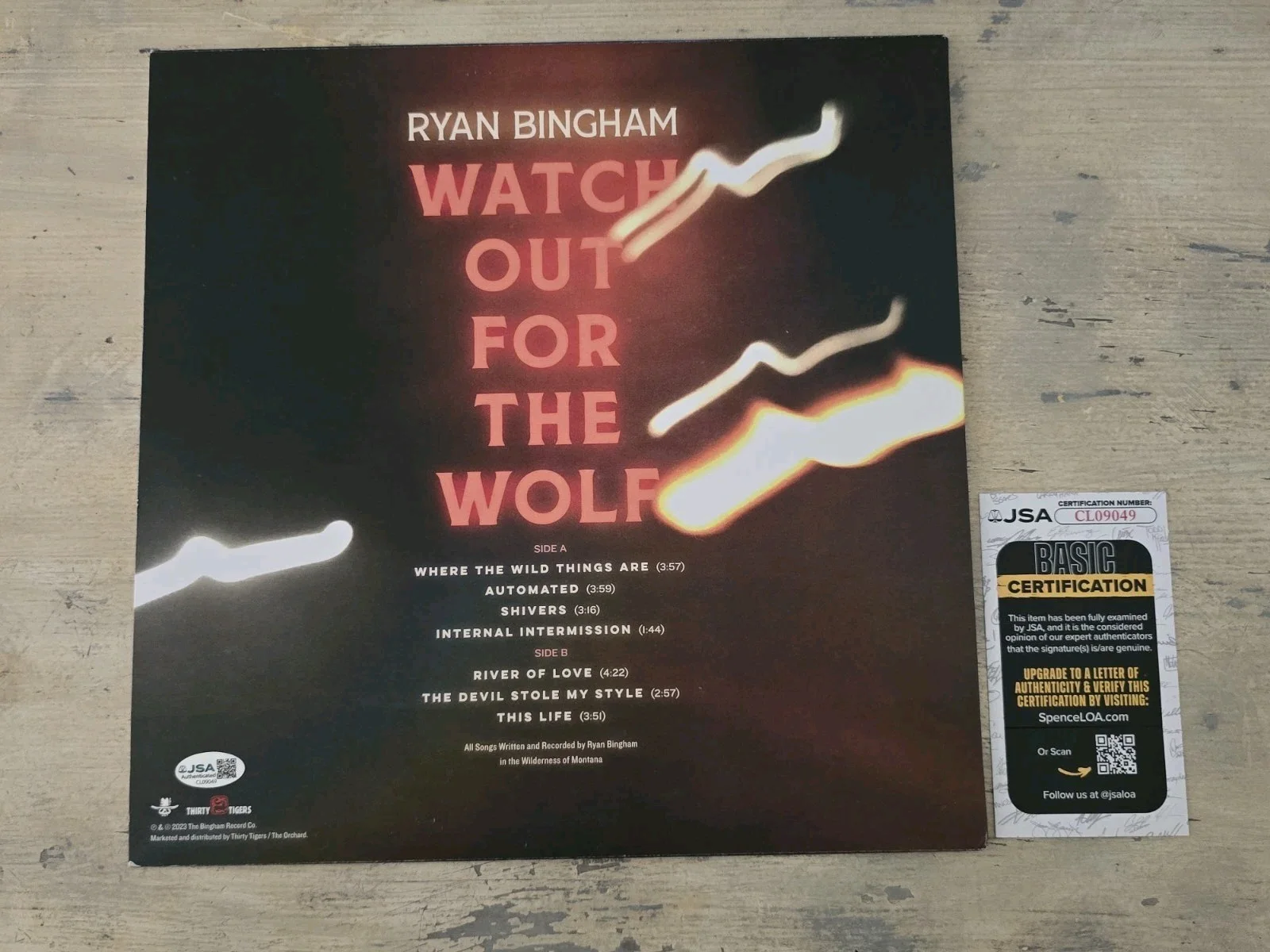 Ryan Bingham Signed Watch Out For The Wolf Vinyl Record LP JSA Coa Autographed, изображение 3