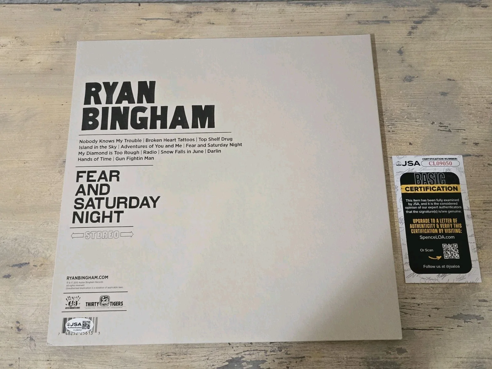 Ryan Bingham Signed Fear And Saturday Night Vinyl LP JSA CERT Autographed, изображение 3