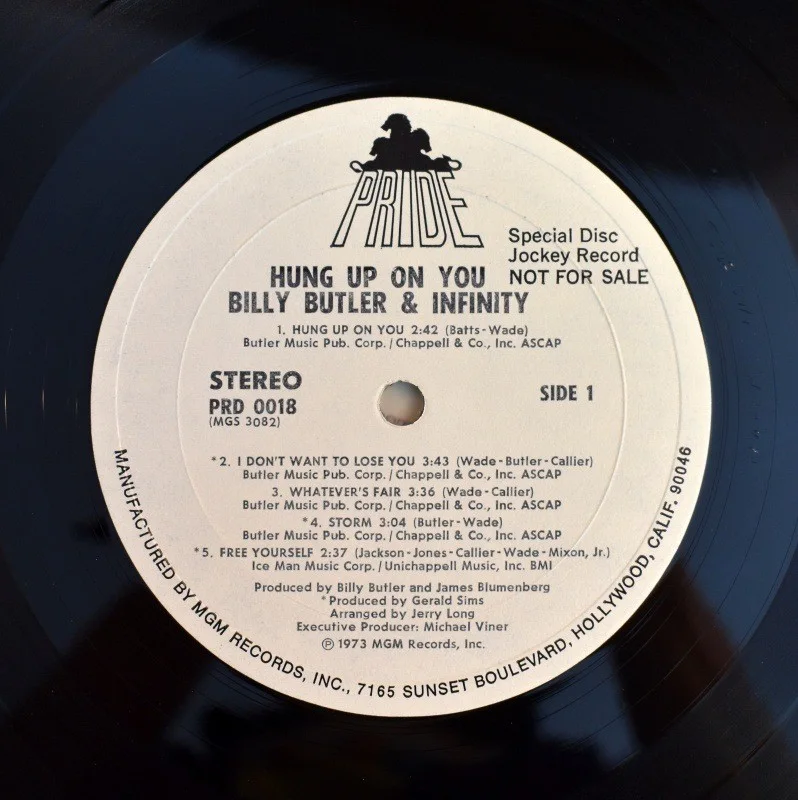 Copy: Billy Butler & Infinity - Hung Up On You (Promo LP), изображение 4