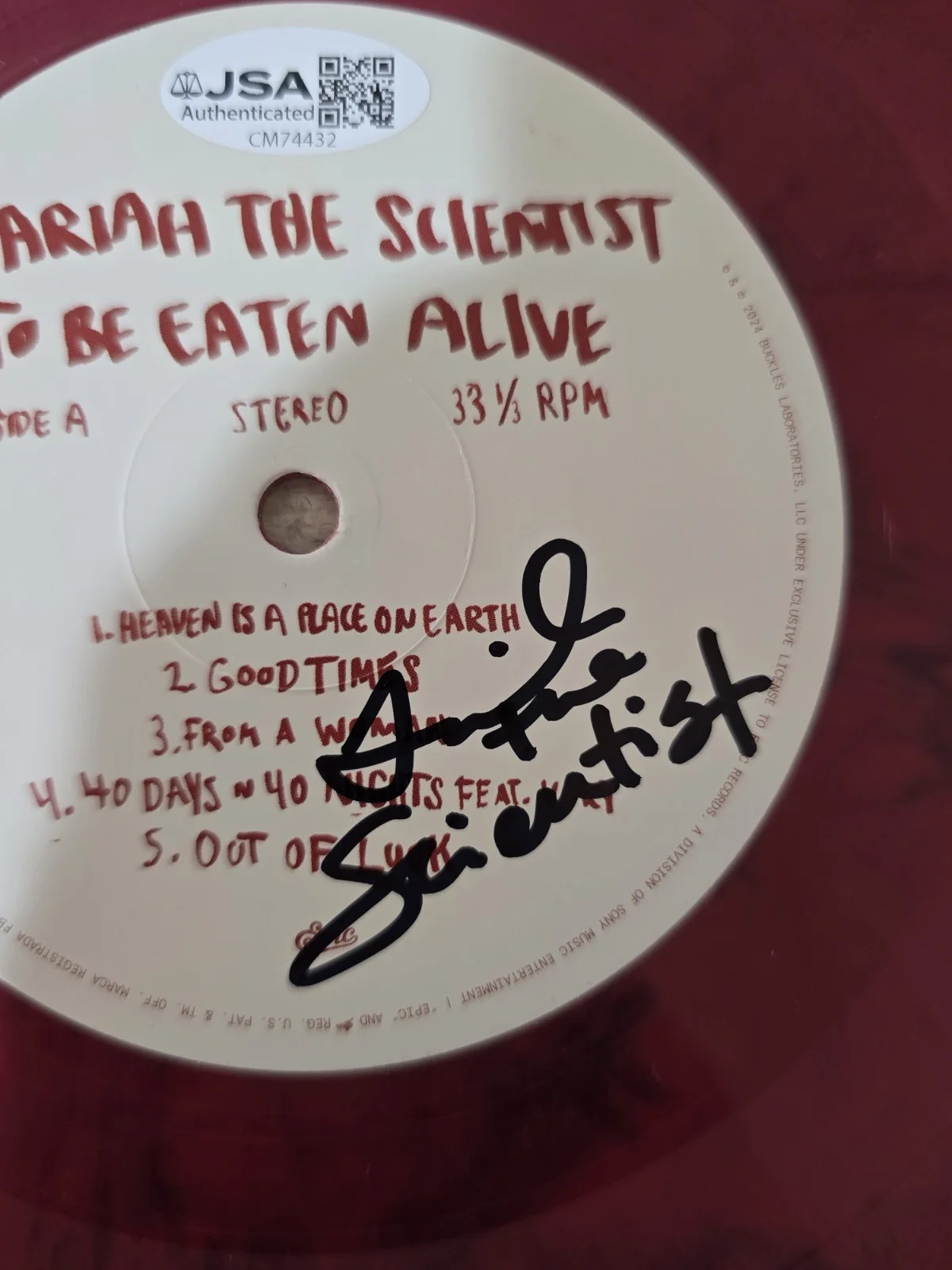 Mariah The Scientist Signed Record Vinyl To Be Eaten Alive JSA AUTHENTIC AUTO, изображение 2