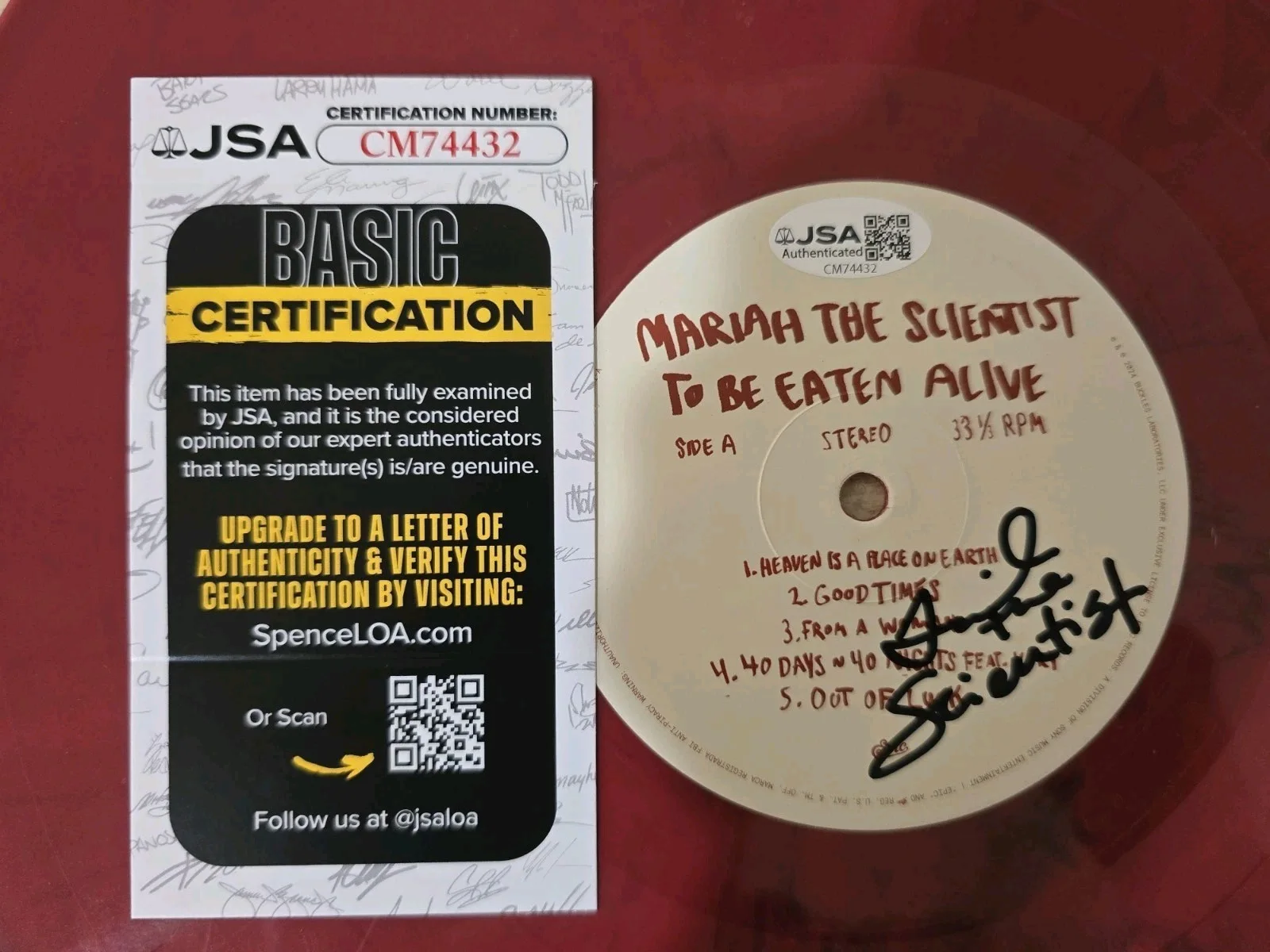 Mariah The Scientist Signed Record Vinyl To Be Eaten Alive JSA AUTHENTIC AUTO, изображение 4