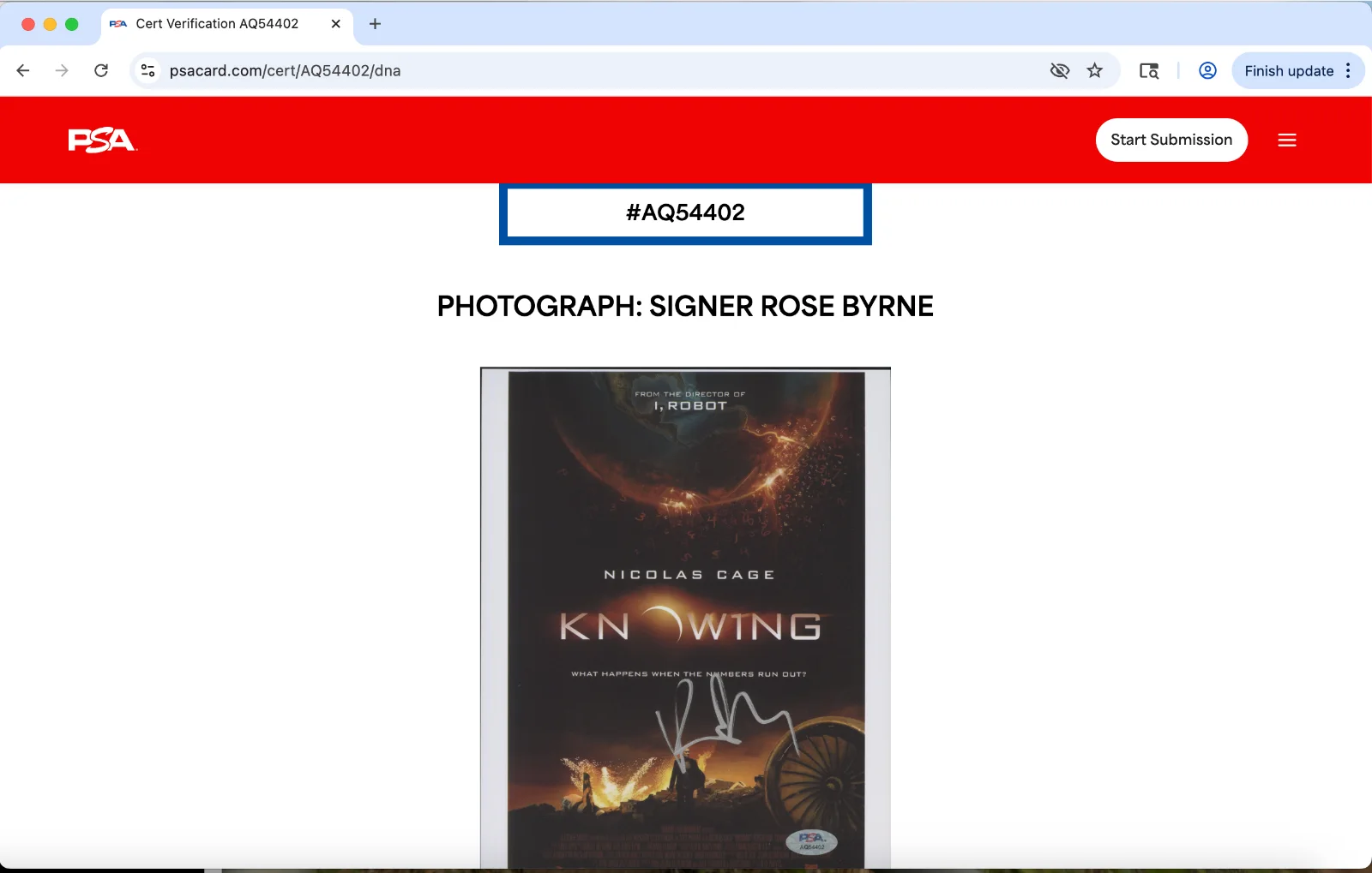 Rose Byrne — Rose Byrne signed 8x10 photo PSA DNA autograph Knowing poster image, image 3