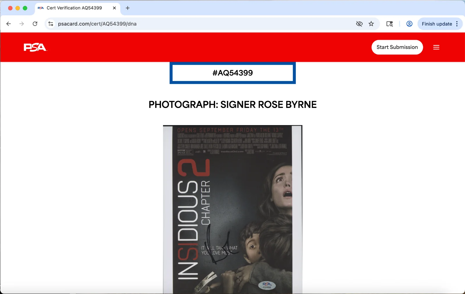 Rose Byrne — Rose Byrne signed 8x10 photo PSA DNA autograph Insidious chapter 2 poster, изображение 3