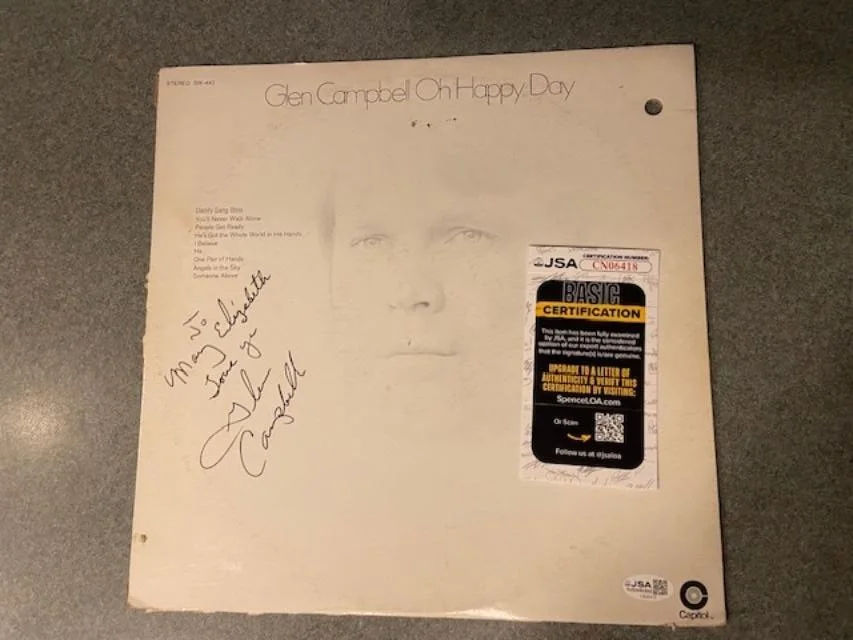 Glen Campbell JSA #CN06418 Signed Autograph Album Record Vinyl Oh Happy Day, image 3