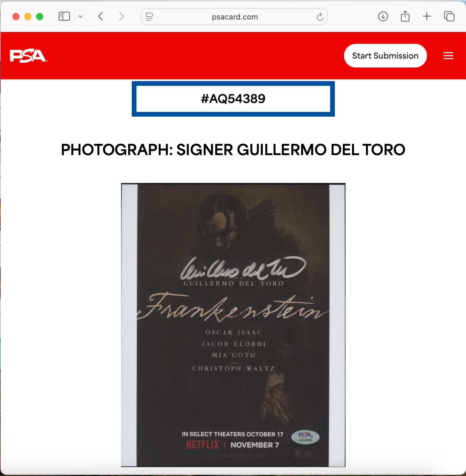 Guillermo del Toro — GUILLERMO DEL TORO SIGNED 8x10 PHOTO PSA DNA AUTOGRAPH FRANKENSTEIN, изображение 3